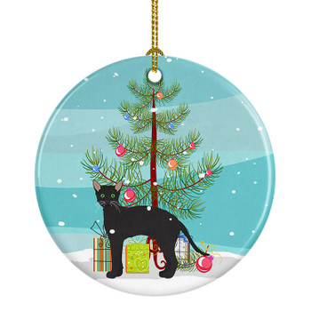 Black German Rex Cat Christmas Ceramic Ornament CK4626 product image at NuMercy