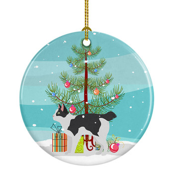 Japanese Bobtail Cat Christmas Ceramic Ornament CK4633 product image at NuMercy