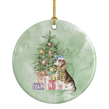 Beagle Christmas Presents and Tree Ceramic Ornament product image at NuMercy