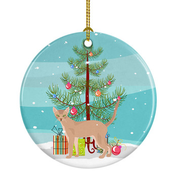 Fawn Abyssinian Cat Christmas Ceramic Ornament CK4546 product image at NuMercy