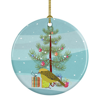 Lizard Canary Merry Christmas Ceramic Ornament product image at NuMercy