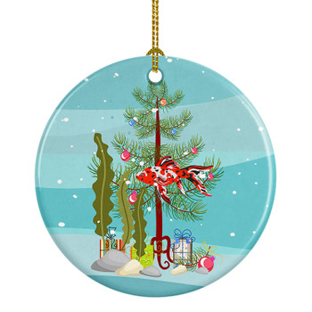Shubunkin Goldfish Merry Christmas Ceramic Ornament product image at NuMercy