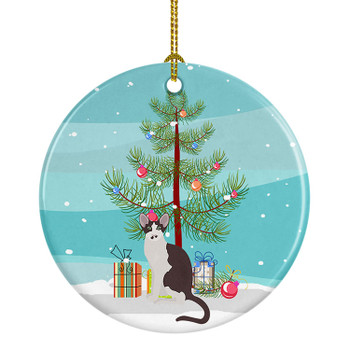 Oriental Bicolor Cat Christmas Ceramic Ornament CK4782 product image at NuMercy