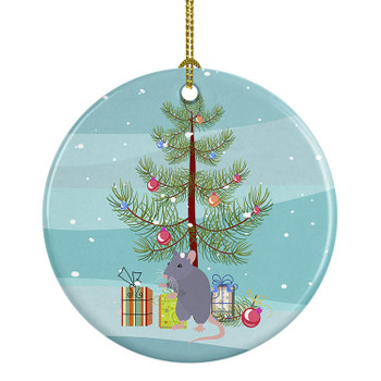 Blue Rat Merry Christmas Ceramic Ornament product image at NuMercy