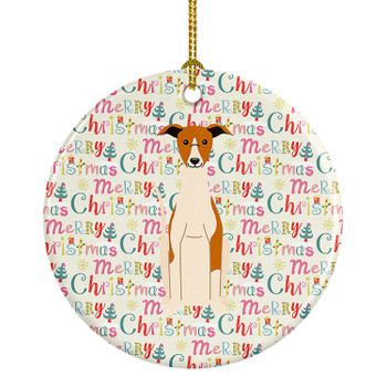 Merry Christmas Whippet Ceramic Ornament product image at NuMercy