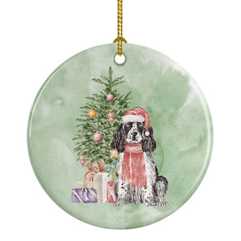 Cocker Spaniel English Black Parti Christmas Presents and Tree Ceramic Ornament product image at NuMercy