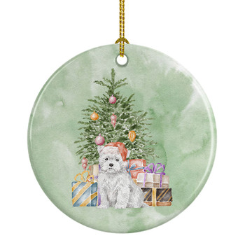 West Highland White Terrier Puppy Christmas Presents and Tree Ceramic Ornament product image at NuMercy