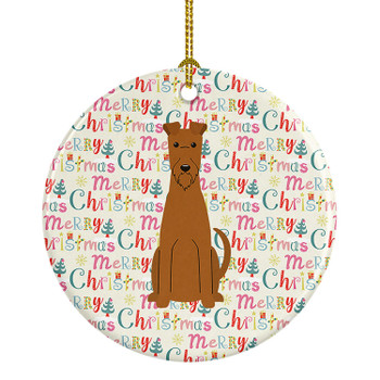 Merry Christmas Irish Terrier Ceramic Ornament product image at NuMercy