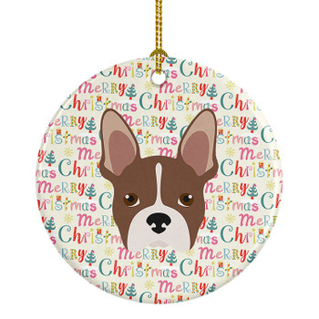 Boston Terrier Merry Christmas Ceramic Ornament WDK1490 product image at NuMercy