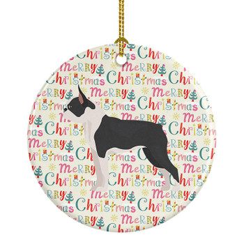 Boston Terrier Merry Christmas Ceramic Ornament WDK1699 product image at NuMercy