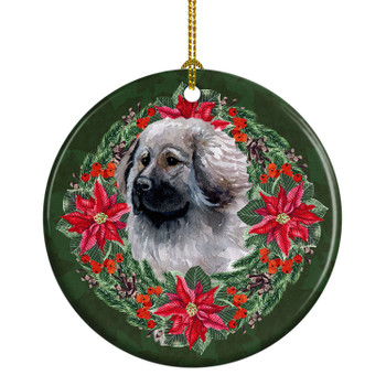 Moscow Watchdog Poinsettia Wreath Ceramic Christmas Ornament product image at NuMercy