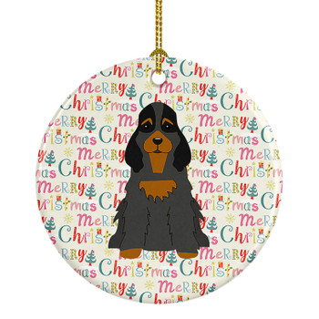 Merry Christmas Cocker Spaniel Black Tan Ceramic Ornament product image at NuMercy
