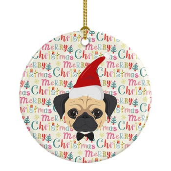 Pug Merry Christmas Ceramic Ornament WDK1474 product image at NuMercy