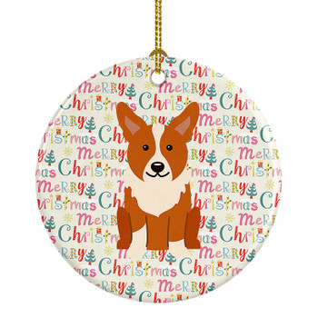 Merry Christmas Corgi Ceramic Ornament product image at NuMercy
