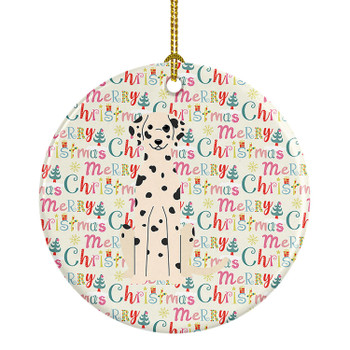 Merry Christmas Dalmatian Ceramic Ornament product image at NuMercy