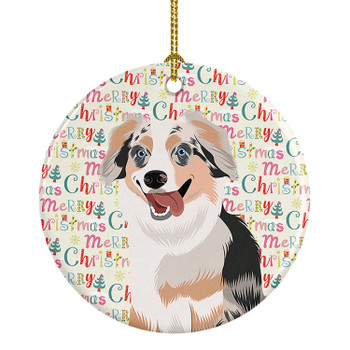 Australian Shepherd Blue Merle Puppy #1 Christmas Ceramic Ornament product image at NuMercy