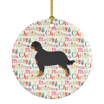 Bernese Mountain Dog Merry Christmas Ceramic Ornament product image at NuMercy