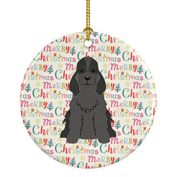 Merry Christmas Cocker Spaniel Black Ceramic Ornament product image at NuMercy