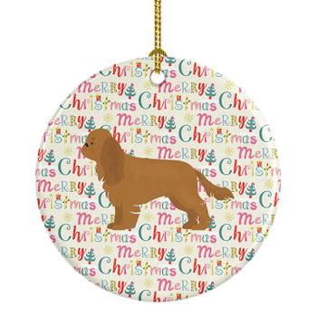 Ruby Cavalier Spaniel Merry Christmas Ceramic Ornament product image at NuMercy