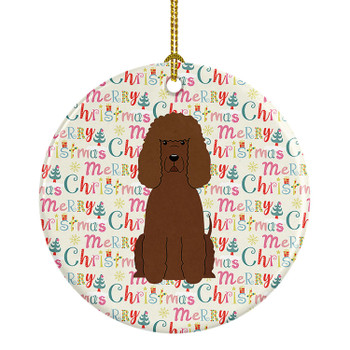 Merry Christmas Irish Water Spaniel Ceramic Ornament product image at NuMercy