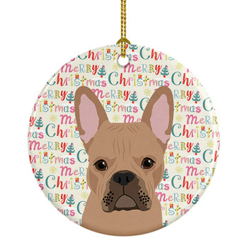 French Bulldog Cream Christmas Ceramic Ornament product image at NuMercy