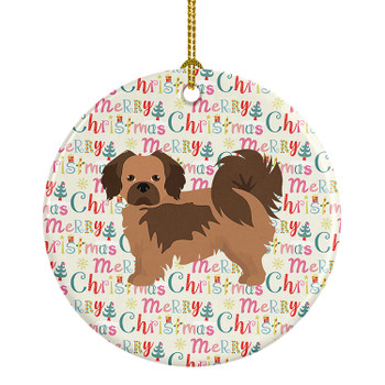 Tibetan Spaniel Merry Christmas Ceramic Ornament WDK1773 product image at NuMercy