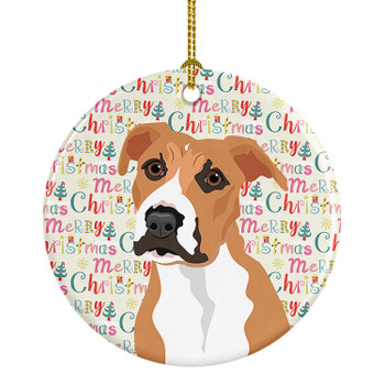 Pit Bull Fawn #3 Christmas Ceramic Ornament product image at NuMercy