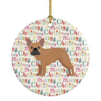 French Bulldog #2 Merry Christmas Ceramic Ornament product image at NuMercy