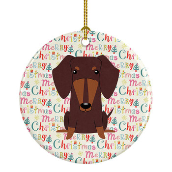Merry Christmas Dachshund Chocolate Ceramic Ornament product image at NuMercy