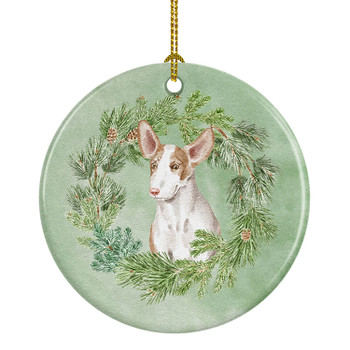 Ibizan Hound Puppy Christmas Wreath Ceramic Ornament product image at NuMercy