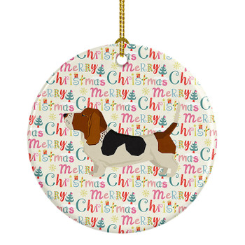 Basset Hound Merry Christmas Ceramic Ornament WDK1934 product image at NuMercy