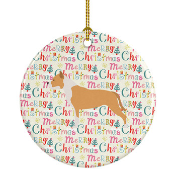 Staffordshire Bull Terrier Merry Christmas Ceramic Ornament WDK1901 product image at NuMercy