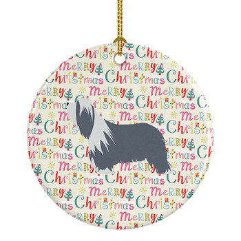 Bearded Collie Dog Merry Christmas Ceramic Ornament product image at NuMercy