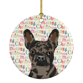 French Bulldog Chocolate Christmas Ceramic Ornament product image at NuMercy