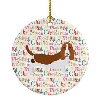 Basset Hound Merry Christmas Ceramic Ornament WDK1780 product image at NuMercy