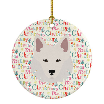 Danish Spitz Merry Christmas Ceramic Ornament WDK1497 product image at NuMercy