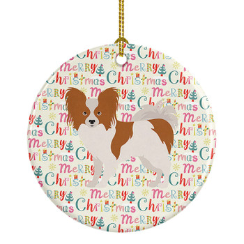 Papillon #1 Merry Christmas Ceramic Ornament product image at NuMercy