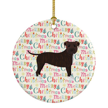 Staffordshire Bull Terrier Merry Christmas Ceramic Ornament WDK1822 product image at NuMercy