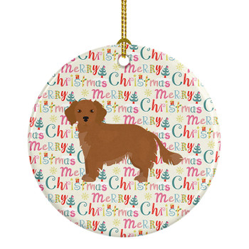 Small Greek Domestic Dog Merry Christmas Ceramic Ornament WDK1771 product image at NuMercy