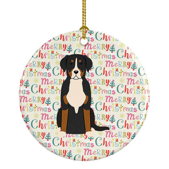 Merry Christmas Greater Swiss Mountain Dog Ceramic Ornament product image at NuMercy