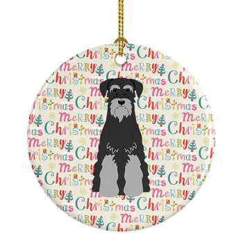 Merry Christmas Standard Schnauzer Black Grey Ceramic Ornament product image at NuMercy