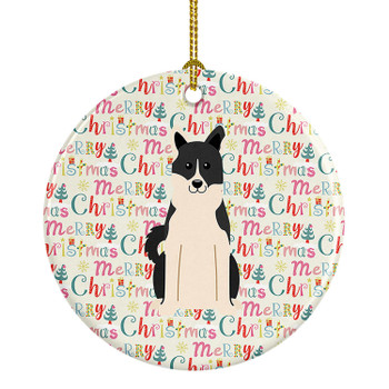 Merry Christmas Russo-European Laika Spitz Ceramic Ornament product image at NuMercy