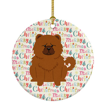 Merry Christmas Chow Chow Red Ceramic Ornament product image at NuMercy