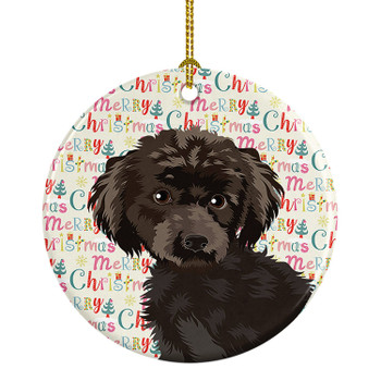 Poodle Toy Brown Christmas Ceramic Ornament product image at NuMercy