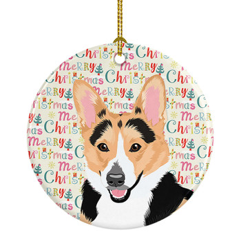 Pembroke Welsh Corgi Tricolor Red-Headed Christmas Ceramic Ornament product image at NuMercy