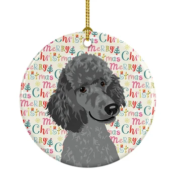 Poodle Standard Gray Christmas Ceramic Ornament product image at NuMercy