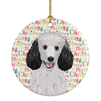 Poodle Standard Silver Christmas Ceramic Ornament product image at NuMercy