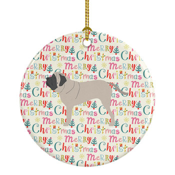 English Mastiff Merry Christmas Ceramic Ornament product image at NuMercy