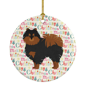 Pomeranian #2 Merry Christmas Ceramic Ornament product image at NuMercy