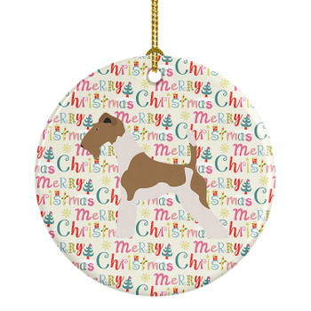Wire Fox Terrier Merry Christmas Ceramic Ornament product image at NuMercy